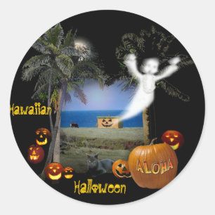Sticker Rond Halloween hawaïen