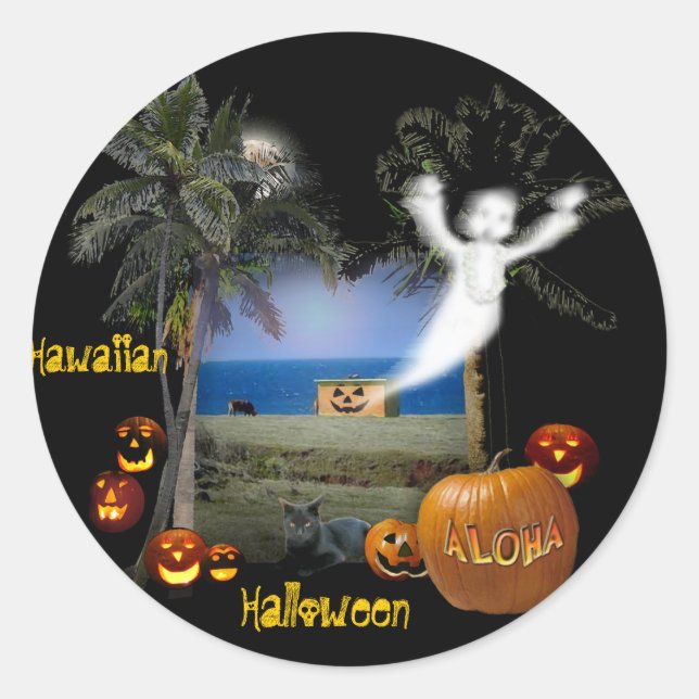 Sticker Rond Halloween hawaïen (Devant)