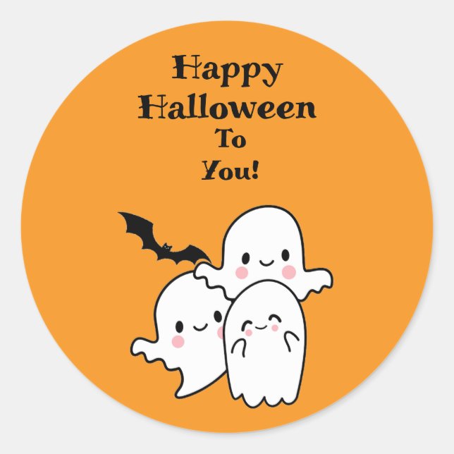 Sticker Rond Halloween heureux peut personnaliser (Devant)