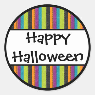 Sticker Rond Halloween heureux rayé