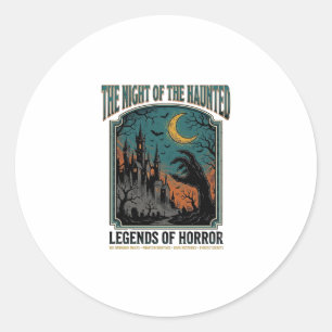 Sticker Rond Halloween Horreur Nuit Ensorcelée Vintage Épouvant