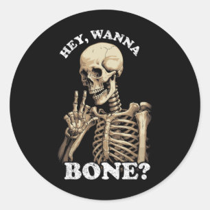 Sticker Rond Halloween inapproprié pour hommes femmes squelette