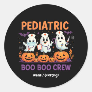 Sticker Rond Halloween infirmière pédiatrique Boo Boo Crew Funn