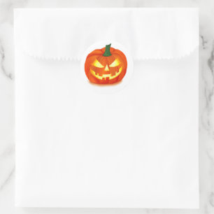 Sticker Rond Halloween Jack-O-Lantern