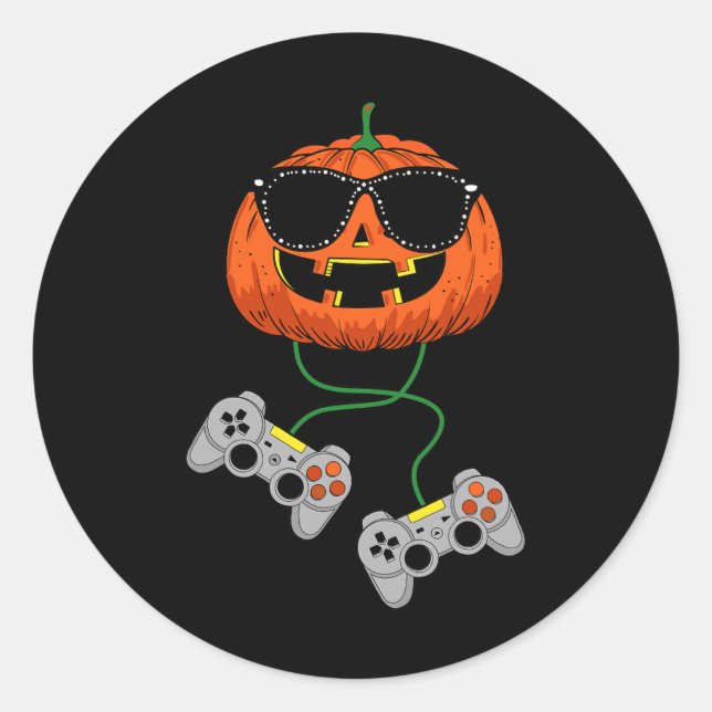Sticker Rond Halloween Jack-o'-lantern Gamer Boys Enfants Homme (Devant)