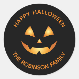Sticker Rond Halloween Jack-o'-lantern personnalisé
