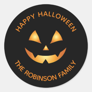 Sticker Rond Halloween Jack-o'-lantern personnalisé