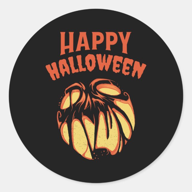 Sticker Rond Halloween Jack oLantern citrouille (Devant)