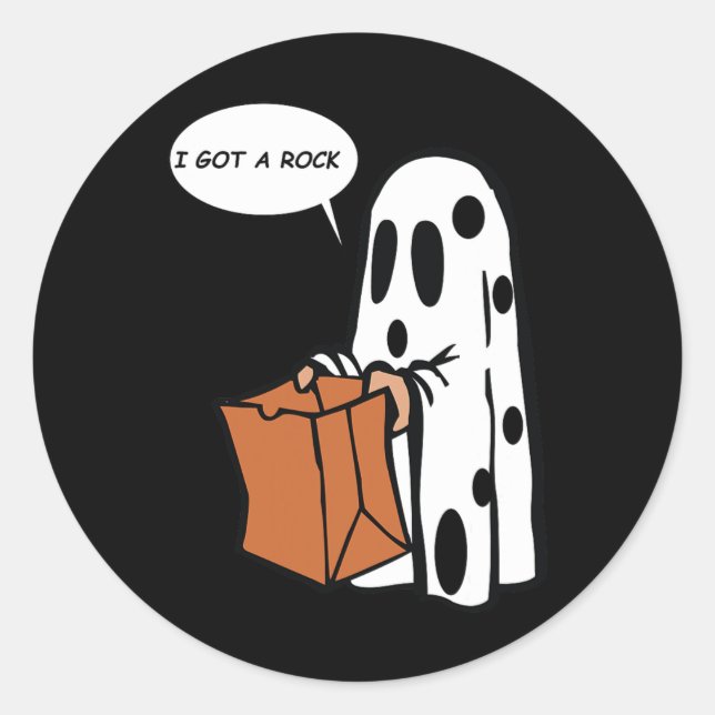Sticker Rond Halloween J'Ai Un Fantôme De Rock (Devant)