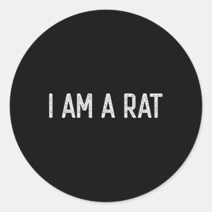 Sticker Rond Halloween Je suis Rat Fun Rats amant I heart Rat