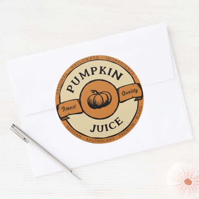 Sticker Rond halloween jus citrouille lable (Enveloppe)