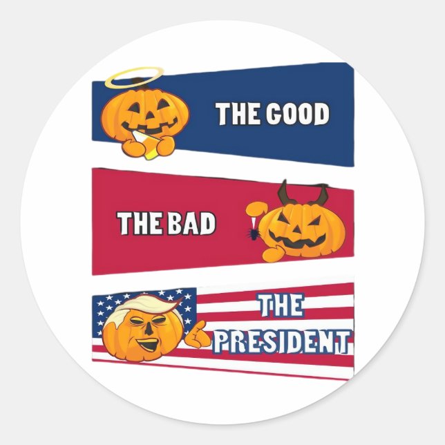 Sticker Rond Halloween le président Trumpkin (Devant)