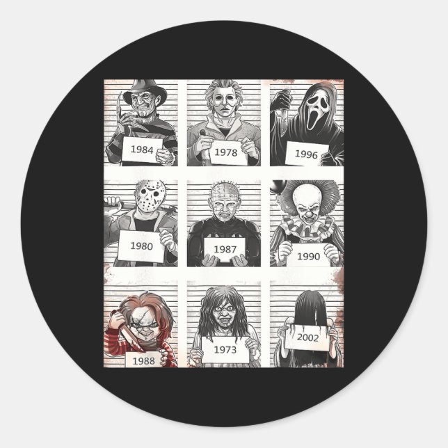 Sticker Rond Halloween légendes Déplaisantes tueur Musiques Hor (Devant)