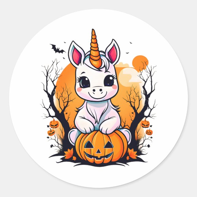 Sticker Rond Halloween licorne (Devant)
