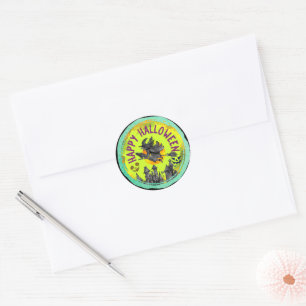 Sticker Rond Halloween Lime green Joyeux