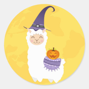 Sticker Rond Halloween Llama