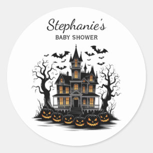 Sticker Rond Halloween Maison hantée Citrouille & baby shower