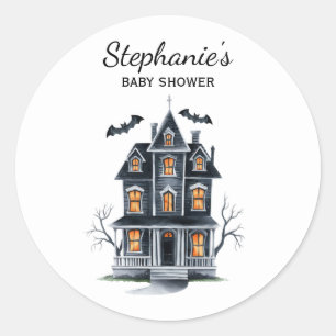 Sticker Rond Halloween Maison hantée Citrouille & baby shower