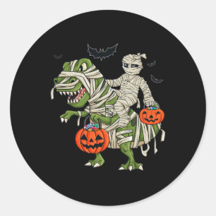 Sticker Rond Halloween maman équitation T Rex Fun Boys Filles E