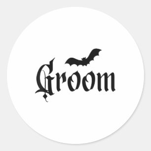 Sticker Rond Halloween Mariage Éffrayant Groom mariée Couple Ma