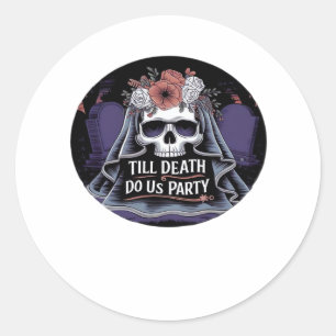 Sticker Rond Halloween Mariage Mariage Éffrayant parti Hallowee