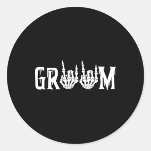 Sticker Rond Halloween mariée Mariage Groom Skeleton jusqu'à la