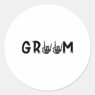 Sticker Rond Halloween mariée Mariage Groom Skeleton jusqu'à la