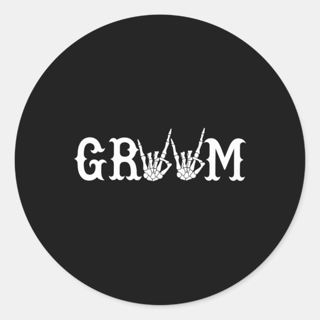Sticker Rond Halloween mariée Mariage Groom Skeleton jusqu'à la (Devant)