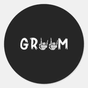 Sticker Rond Halloween mariée Mariage Groom Skeleton jusqu'à la