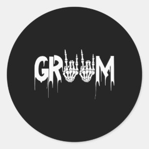 Sticker Rond Halloween mariée Mariage Groom Skeleton jusqu'à la