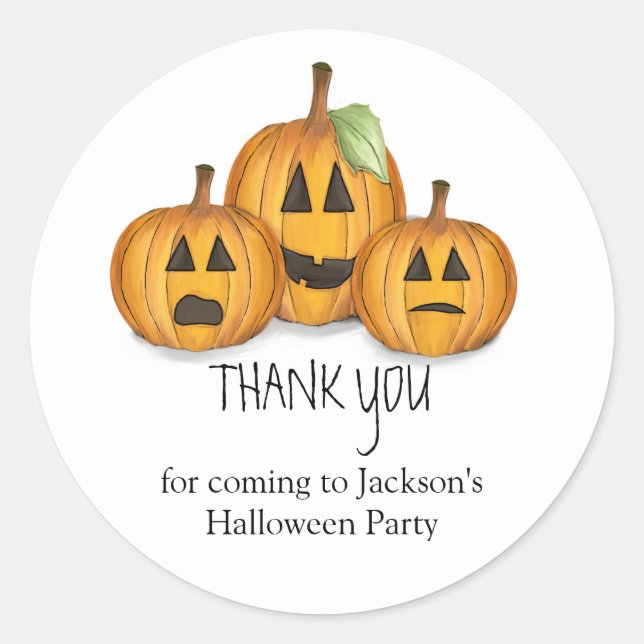 Sticker Rond Halloween Merci mignon Favoriser Citrouille Whimsi (Devant)