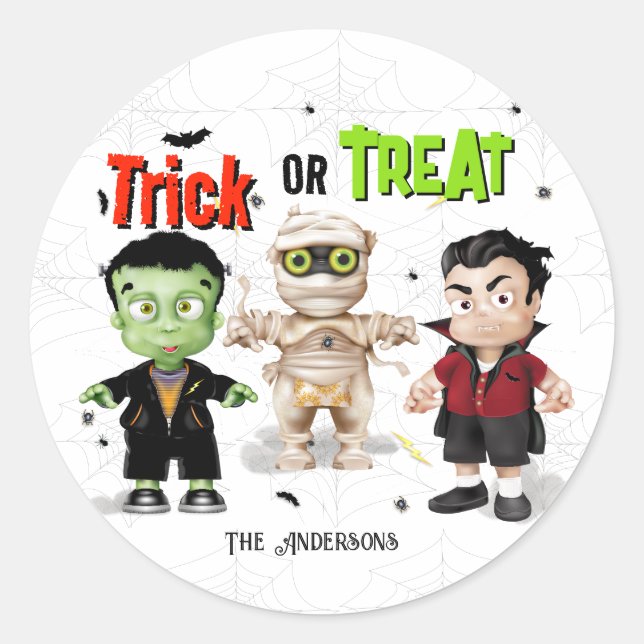 Sticker Rond Halloween Monster Trick ou Treat (Devant)