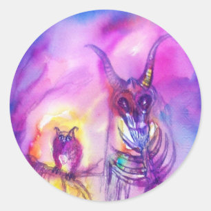 Sticker Rond HALLOWEEN MONSTERS / ORK WAR Imaginaire rouge viol