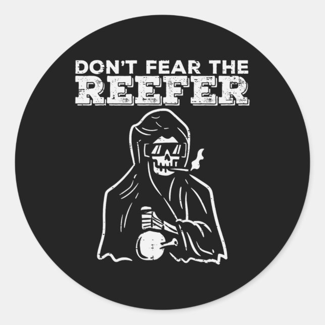 Sticker Rond Halloween Ne Craindre Reefer Grim Reaper Drôle Cos (Devant)