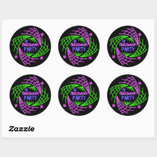 Sticker Rond Halloween Neon Glow Look Spider Web Party