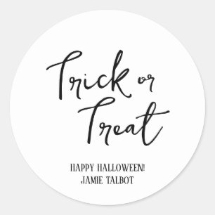 Sticker Rond Halloween noir et blanc, Tricot ou traitement