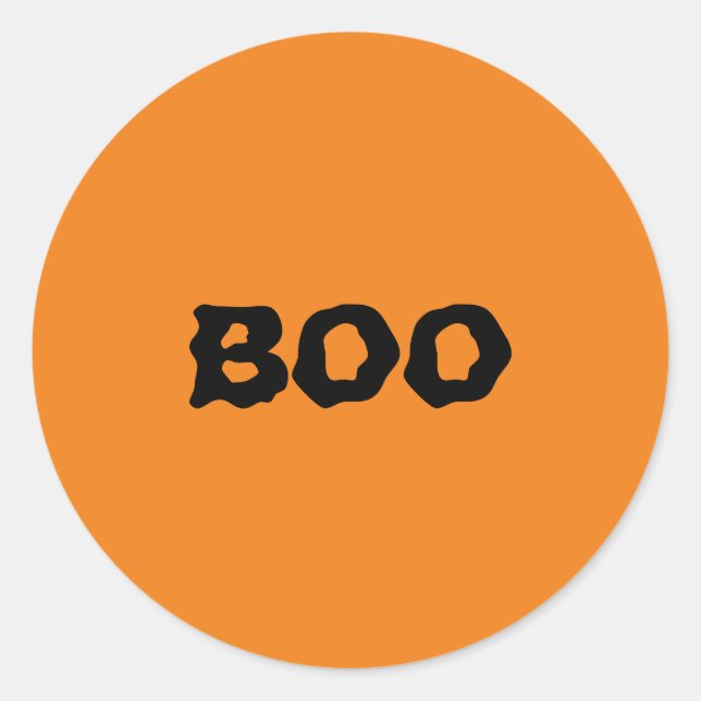 Sticker Rond Halloween noir et orange éffrayant Boo (Devant)