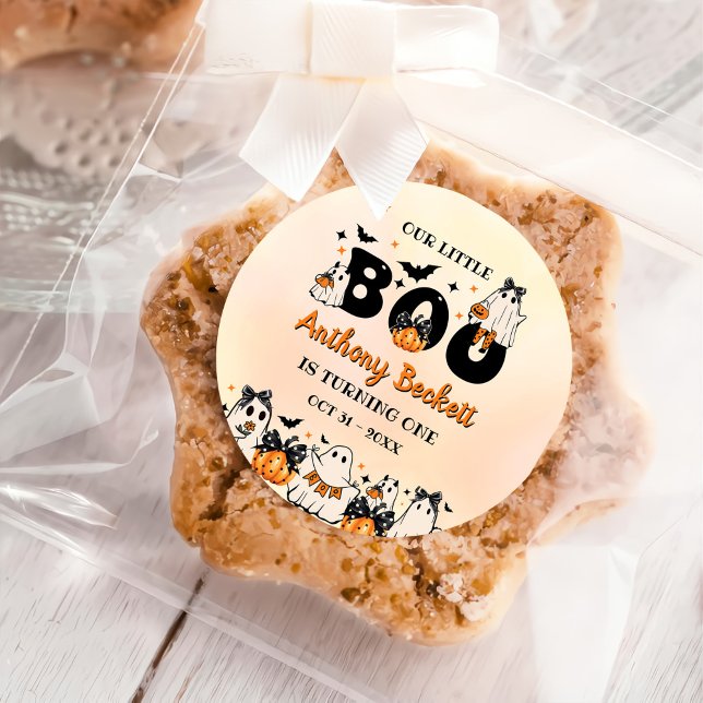 Sticker Rond Halloween Notre Petit Boo 1ère fête d'anniversaire (Créateur téléchargé)