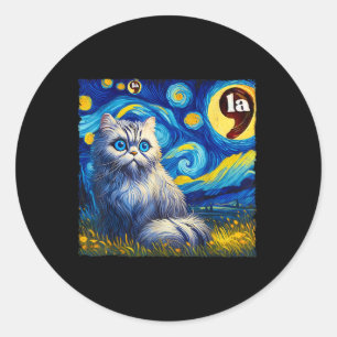 Sticker Rond Halloween Nuit étoile Noir Cat Comma La Kamala H