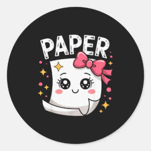 Sticker Rond Halloween Papier Ciseaux Rock Matching Mignon Papi