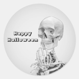 Sticker rond Halloween papier squelette classique