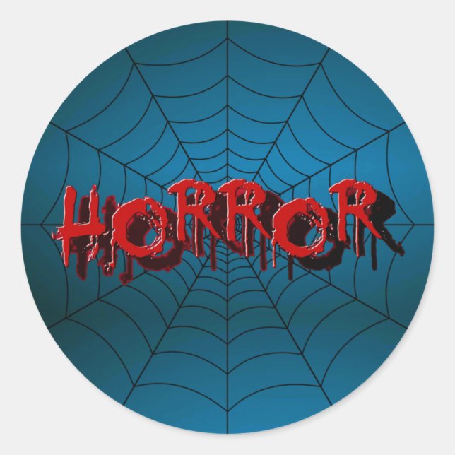 Sticker Rond Halloween Party Red Horror Spider Web Blue Effraye (Devant)
