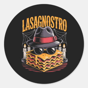 Sticker Rond Halloween Pasta Mème Mafia Parodie Funny Lasagna A