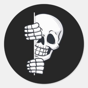 Sticker Rond Halloween Pékin Squelette Scary Garçons Filles Enf