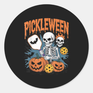 Sticker Rond Halloween Pickleball Hommes Femmes