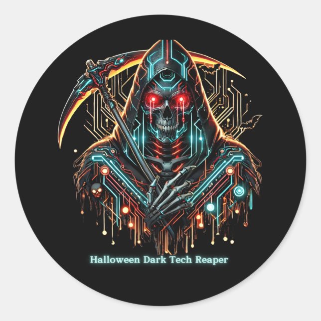 Sticker Rond Halloween Reaper : Dark Tech (Devant)