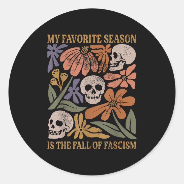 Sticker Rond Halloween Rétro Ma Saison Préférée Est La Chute De (Devant)