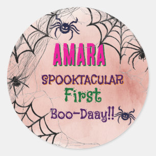 Sticker Rond Halloween Rose et araignées Anniversaire  Hallowee