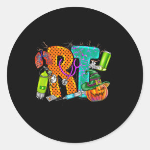 Sticker Rond Halloween RT Respiratory Therapist éffrayant RT pu