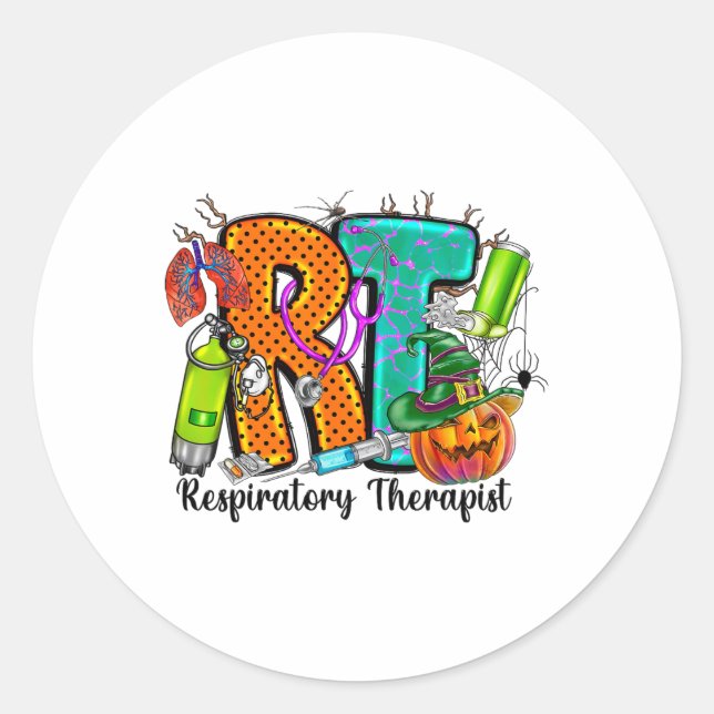 Sticker Rond Halloween Rt Respiratory Therapy Éffrayant Rt Pump (Devant)